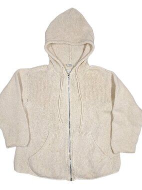 Margaret O'leary Sweater Jacket Zip Womens Small Silk Cream Hoodie Coastal Boho